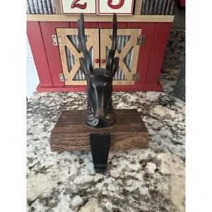 7.5" Brown Marbled Buck Deer Head Christmas Stocking Holder